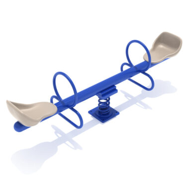 Rockwell Teeter Duo Spring Bouncer with Cobalt Blue Posts and Beige Seats
