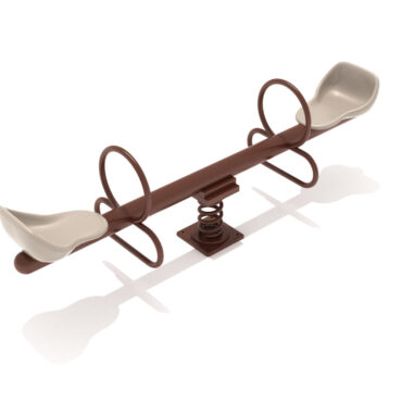 Rockwell Teeter Duo Spring Bouncer with Brown Posts and Beige Seats
