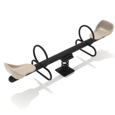 Rockwell Teeter Duo Spring Bouncer with Matte Black Posts and Beige Seats