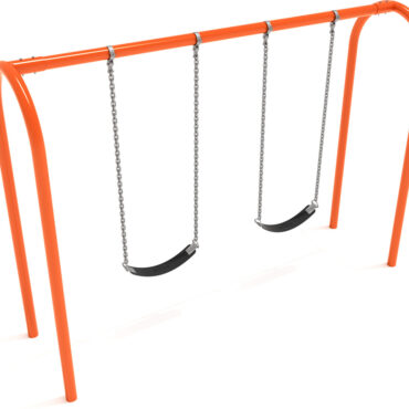 1-Bay Arch Swings with 2-belt seats in Orange with Black Belt Seats