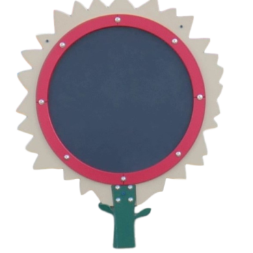 The Sunflower with tan petals and red trim