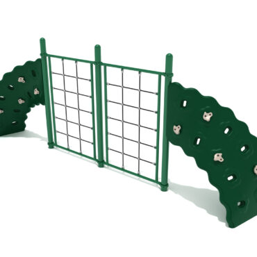 2 Panel Rope Challenger Climber - Rainforest Green Posts, Rails and Plastic/Tan Handholds