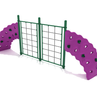 2 Panel Rope Challenger Climber - Rainforest Green Posts and Rails/Plum Plastic/Rainforest Green Handholds