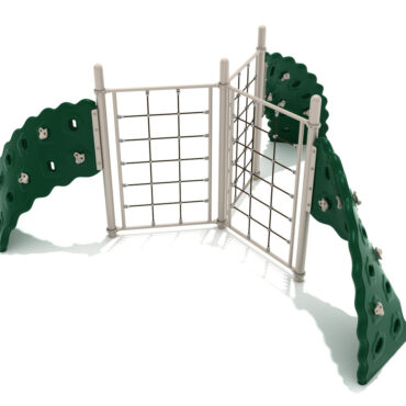 3 Panel Rope Challenger Climber - Sand Dollar Posts and Rails/Hunter Green Plastic/Tan Handholds