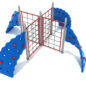 4 Panel Rope Challenger Climber - Silver Posts/Brick Red Rails/Pacific Blue Plastic/Primary Red Handholds
