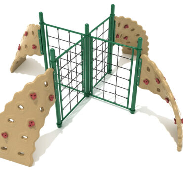 4 Panel Rope Challenger Climber - Rainforest Green Posts and Rails/Beige Plastic/Terra Cotta Handholds