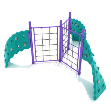 3 Panel Rope Challenger Climber - Purple Posts and Rails/Teal Plastic/Tan Handholds