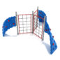 3 Panel Rope Challenger Climber - Silver Posts/Brick Red Rails/Pacific Blue Plastic/Primary Red Handholds