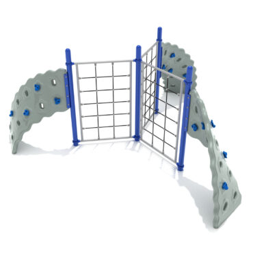 3 Panel Rope Challenger Climber - Cobalt Blue Posts/Silver Rails/Gray Plastic/Pacific Blue Handholds