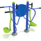 Double Station Pendulum Swing with Leg Lift - Lime Green Rails/Cobalt Blue Post