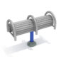 Double Station Pommel Horse - Silver Rails/ Cobalt Blue Post