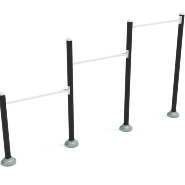 Triple Station Inclined Chin-Up Bars - White Rails/Matte Black Posts
