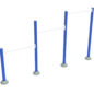 Triple Station Inclined Chin-Up Bars - White Rails/Cobalt Blue Posts