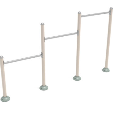Triple Station Inclined Chin-Up Bars - Silver Rails/Sand Dollar Posts