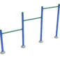 Triple Station Inclined Chin-Up Bars - Rainforest Green Rails/Cobalt Blue Posts