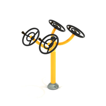 Double Station Arm Rotation - Matte Black Rails/Sunglow Yellow Post