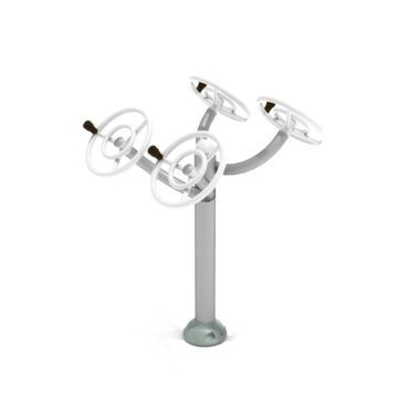 Double Station Arm Rotation - White Rails/Silver Post