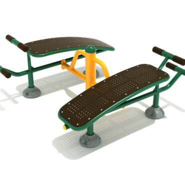 Double Station Sit Up Bench - Rainforest Green Rails/Sunglow Yellow Posts