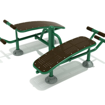 Double Station Sit Up Bench - Rainforest Green Rails and Posts