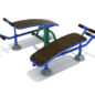 Double Station Sit Up Bench - Cobalt Blue Rails/Rainforest Green Posts