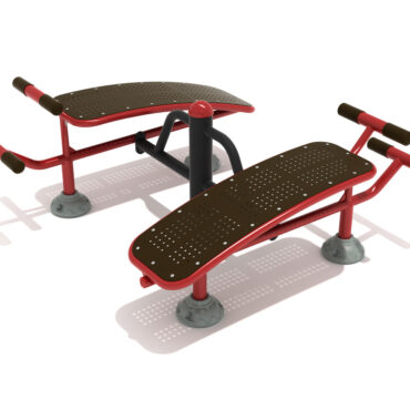 Double Station Sit Up Bench - Brick Red Rails/Matte Black Posts
