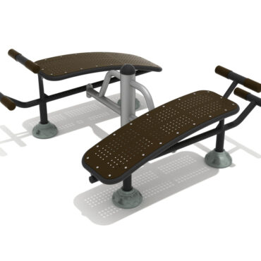 Double Station Sit Up Bench - Matte Black Rails/Silver Posts