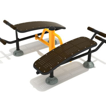Double Station Sit Up Bench - Matte Black Rails/Sunglow Yellow Posts