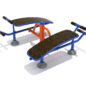 Double Station Sit Up Bench - Cobalt Blue Rails/Orange Posts