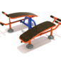 Double Station Sit Up Bench - Orange Rails/Cobalt Blue Posts