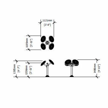 Double Station Tai Chi Hand Swing Dimensions