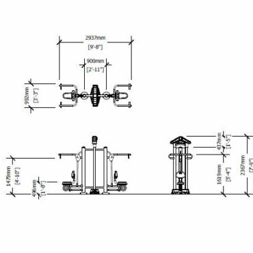 Royal Double Station Lat Pulldown Dimensions