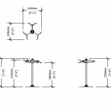 The Triple Station Chin-Up Bars Dimensions