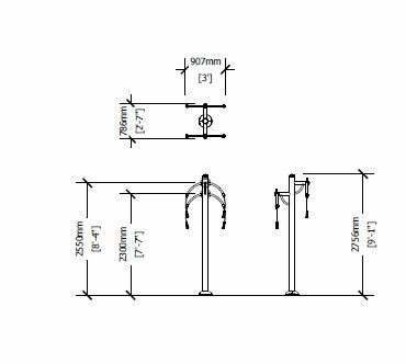 Double Station Retractors Dimensions