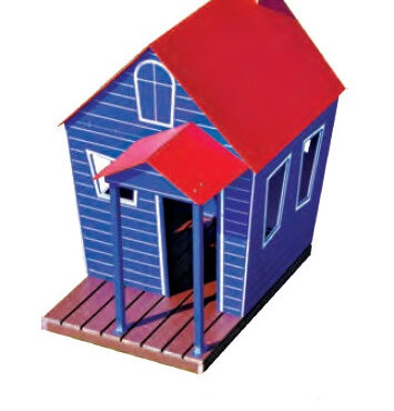 The R-Town Cottage Playhouse is great for dramatic and imaginative play