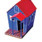 The R-Town Cottage Playhouse is great for dramatic and imaginative play