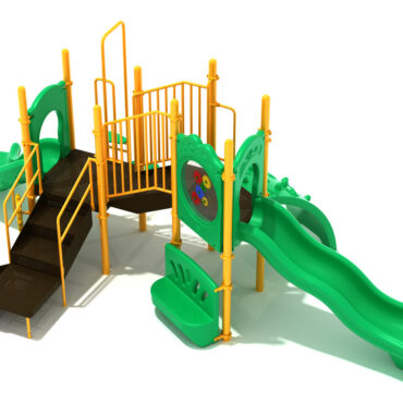 Custom colors - Sunglow Yellow Posts/Rails, Primary Green Slides/Climbers/Panels