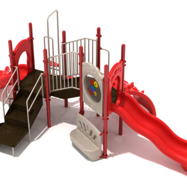 Custom colors - Primary Red slides/climbers, Brick Red Posts, Sand Dollar Rails/Panels