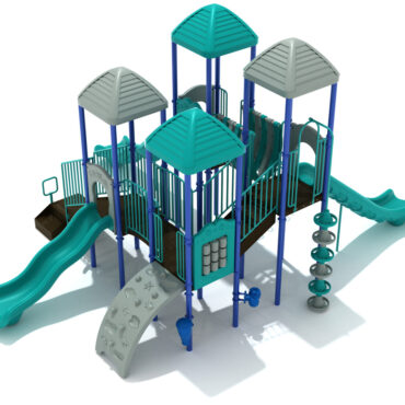 Custom Colors - Teal/Gray Roofs, Teal Rails/Slides/Panels, Cobalt Blue Posts