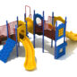 Custom Colors - Sunglow Yellow Slides, Brick Red Rails, Cobalt Blue Posts/Climber/Panel