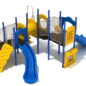Custom Colors - Pacific Blue Slides, Sunglow Yellow Climbers/Panels, Cobalt Blue Posts, Sand Dollar Rails