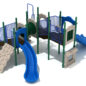Custom Colors - Pacific Blue Slides, Beige Climbers/Panels, Rainforest Green Posts, Cobalt Blue Rails