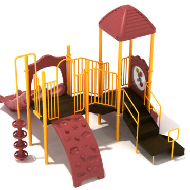 Custom Colors - Terra Cotta Roof/Slide/Climbers/Panels, Sunglow Yellow Rails/Posts