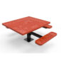 46" Square Pedestal Table - 3 Seat Accessible with Surface Mount and Punched Steel Options