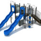 Custom Colors - Pacific Blue Slides, Matte Black Posts, Silver Rails, Gray Panels, Pacific Blue/Gray Climbers