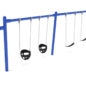 Single-Post 2-Bay 1-Cantilever Swing in Cobalt Blue with Black (2) Belt and (3) Bucket Seats