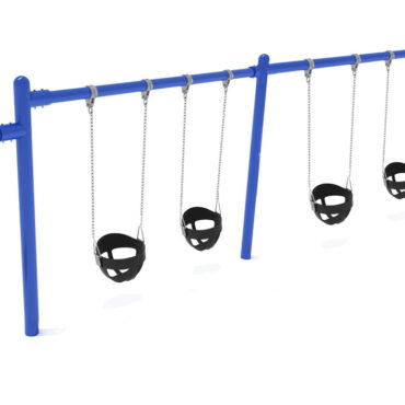 Single-Post 2-Bay 1-Cantilever Swing in Cobalt Blue with Black (5) Bucket Seats
