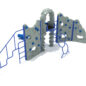 Craggy Summit Rock Climber and Slide with Cobalt Blue Posts, Cobalt Blue Rails, Gray Climbing Wall, Pacific Blue Hand holds and Pacific Blue Slide