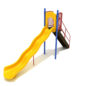 6' Straight Single Wave Slide with Sunglow Yellow plastic, Cobalt Blue Posts and Brick Red rails