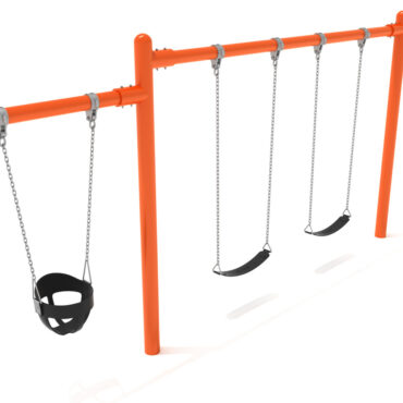 Single Post 1-Bay 1-Cantilever Swing in Orange with Black Belt and Bucket Seats