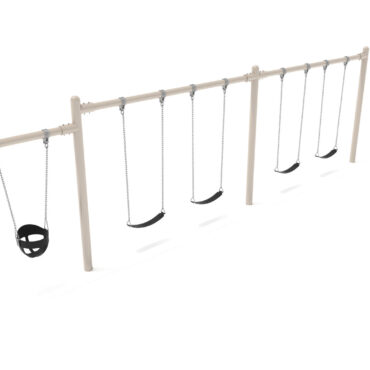 Single-Post 2-Bay 1-Cantilever Swing in Sand Dollar with Black (4) Belt and (1) Bucket Seats